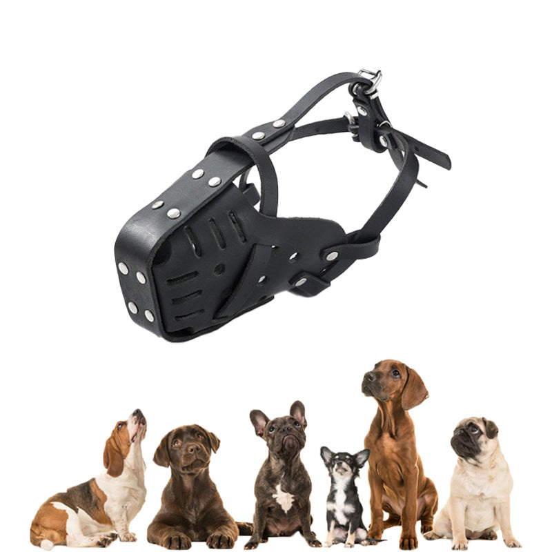 Dog Muzzle Leather Anti-Bite Anti-Barking
