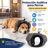 Corgi con orejeras antirruido grises puestas — protección auditiva para perros