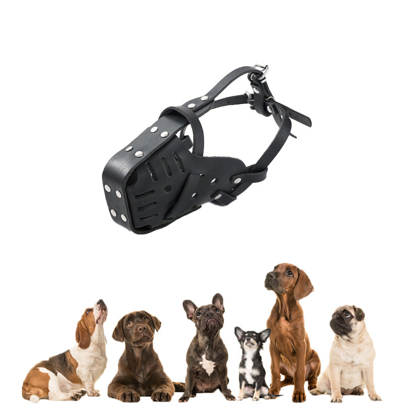 Leather Dog Muzzle Anti-Bite Anti-Barking