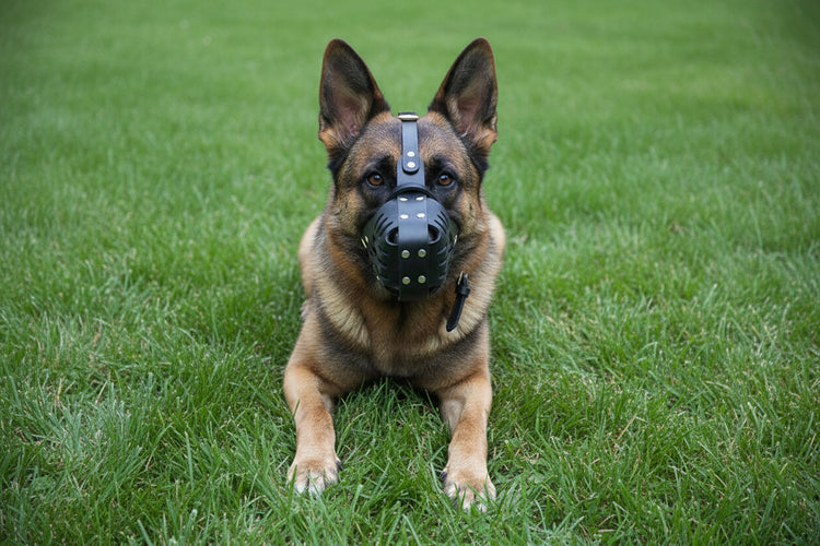bozal de cuero antimordiscos para perros