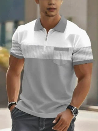 Mens Striped Short Sleeve Polo Shirt