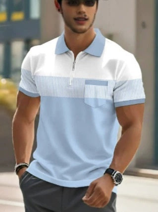 Mens Striped Short Sleeve Polo Shirt