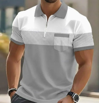 Mens Striped Short Sleeve Polo Shirt