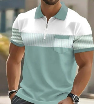 Mens Striped Short Sleeve Polo Shirt